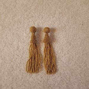 Gold Beaded Metallic Tassel Earrings